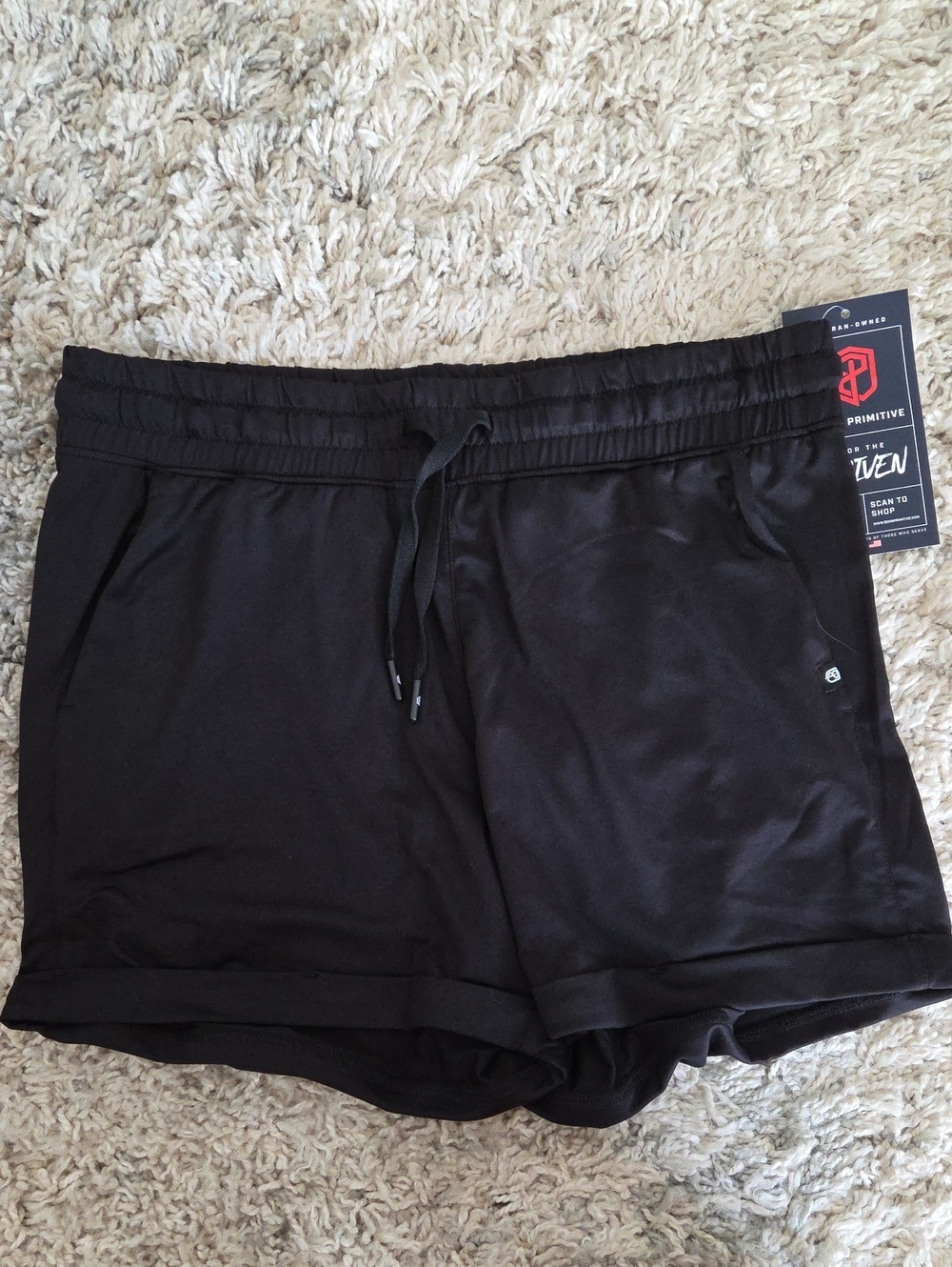 Born Primitive Black Women's Athletic Shorts with Drawstring Waistband